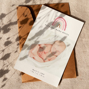 Baby Foto Modern Pastel Rainbow Birth Aankondiging