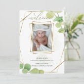 Baby | Foto Modern Springtime Eucalyptus toevoegen Kaart (Staand voorkant)