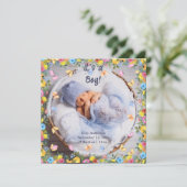 Baby Foto Modern Whimsical Birth Announcement Kaart (Staand voorkant)