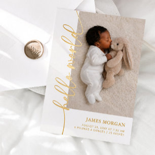 Baby Foto Moderne Folie Geboorteaankondigingskaart Uitnodiging