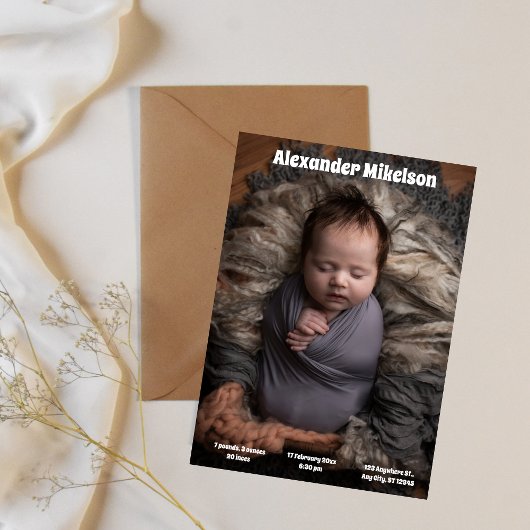 Baby Foto Moderne Geboorte Aankondiging