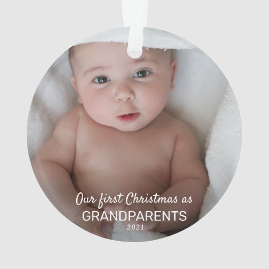 Baby Foto | Onze eerste kerst als grootouders Ornament (achterkant)