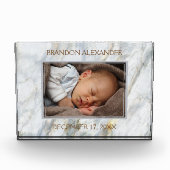 Baby foto op Elegant Blue Grey Marble Pattern (Voorkant)
