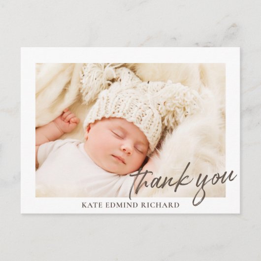 Baby Foto Overlay Bedankt Geboorteaankondiging Briefkaart (Voorkant)