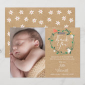 Baby Foto Rustiek Boho Floral Dank u geboorte Aankondiging (Voorkant / Achterkant)