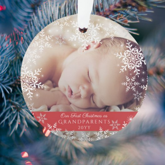 Baby Foto van grootouders Eerste Kerstmis Snowflak Ornament
