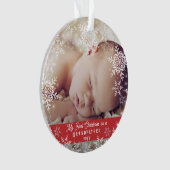 Baby Foto van opa's eerste kerstfeest Snowflake Ornament (voorkant)