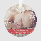 Baby Foto van opa's eerste kerstfeest Snowflake Ornament (voorkant)