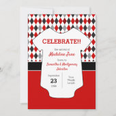 Baby Foto van Red and Black Argyle Pattern Aankondiging (Voorkant)