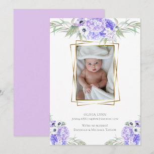 Baby Foto Violet Anemone Floral toevoegen Kaart