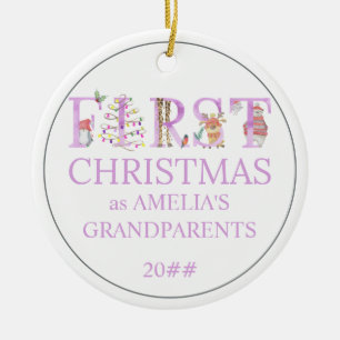 Baby Foto voor eerste kerstmis als grootouders ko Keramisch Ornament