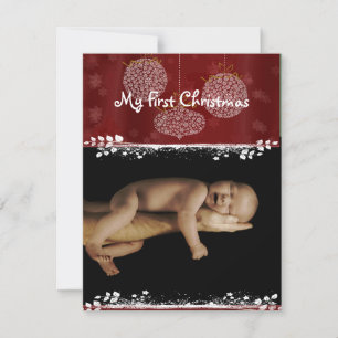 Baby Foto-witte versieringen Mijn eerste Kerstmis Feestdagenkaart
