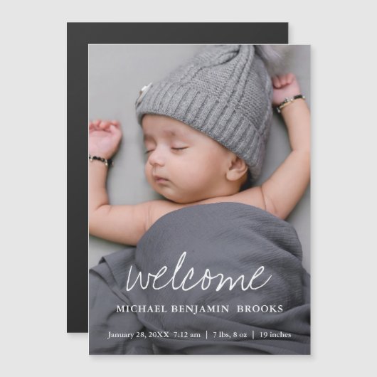 Baby Fotoaankondiging Magnet (Voorkant / Achterkant)