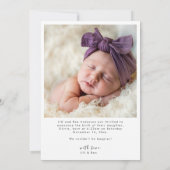 Baby Foto's Elegant Naam Script Geboorte Aankondiging (Achterkant)