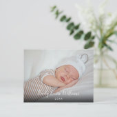 Baby Fotoscript Naam Datum Eenvoudige aankondiging Briefkaart (Staand voorkant)