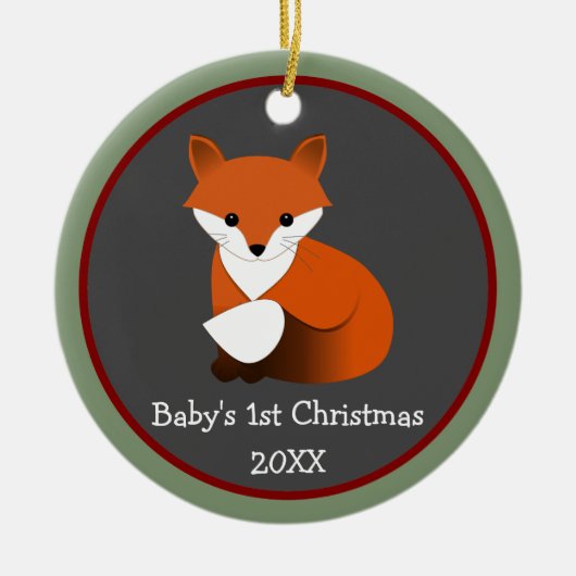 Baby Fox 1 kerstfoto Lijst Keramisch Ornament (Voorkant)
