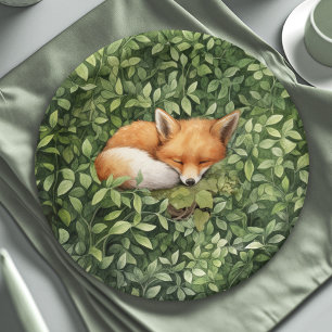 Baby Fox Baby shower grillige Waterverf Papieren Bordje