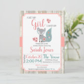 Baby Fox Baby shower Uitnodiging - Meisje (Staand voorkant)