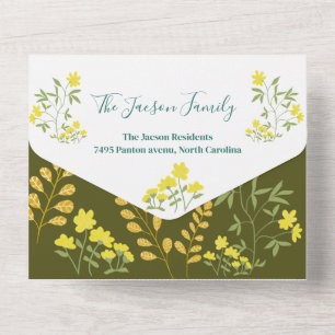 Baby Fox en bloemen Baby shower All In One Uitnodiging