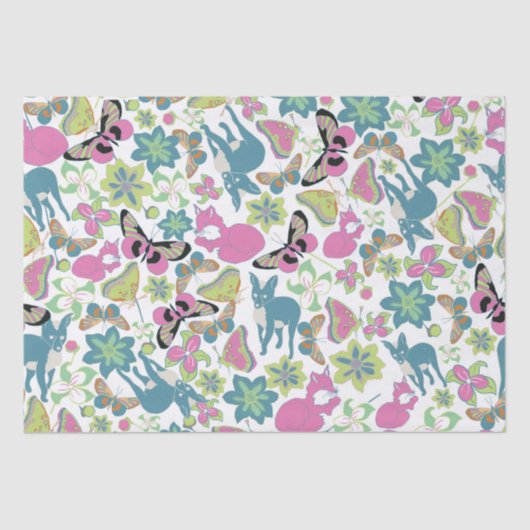 Baby Fox en bloemen geschenktas Tissuepapier (Voorkant)