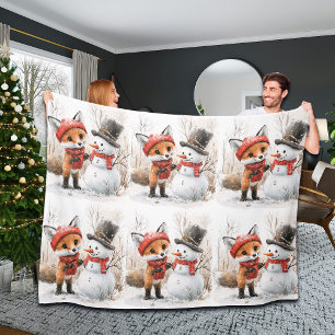 Baby Fox en Snowman Fleece Deken