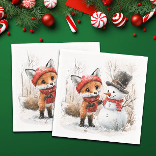 Baby Fox en Snowman Servet