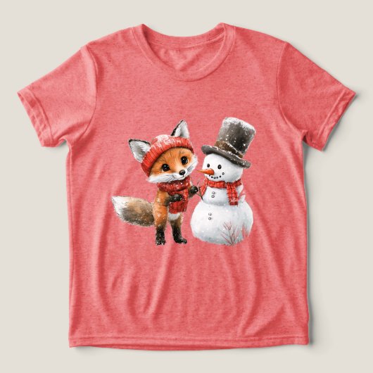 Baby Fox en Snowman Tri-Blend Shirt (Design voorkant)