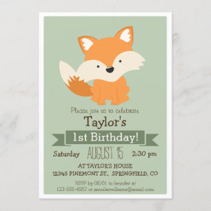 Baby Fox, het verjaardagsfeestje van Woodland Anim Kaart