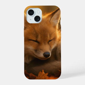 Baby Fox in de herfst bladeren iPhone 15 Hoesje