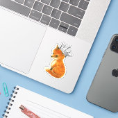 Baby Fox  Kroon Vinyl Sticker (Laptop met iPhone)