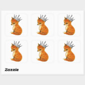 Baby Fox kroonsjaal Vierkante Sticker (Vel)