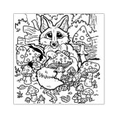 Baby Fox met champignons Rubberstempel (Afrduk)