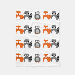 Baby Fox Owl Raccoon Throw Fleece Blanket" Deken