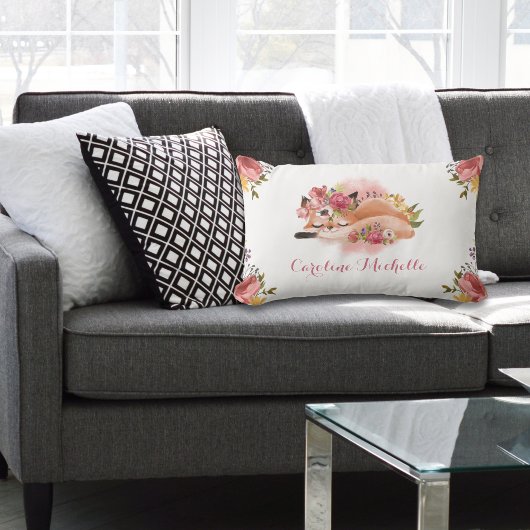 Baby Fox Pink Floral Kussen