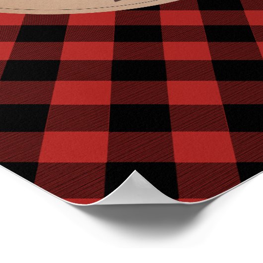 Baby Fox Plaid Personalized Nursery Artwork Poster (Hoek)