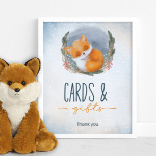 Baby Fox Snowly Winter Baby shower kaarten & gesch Poster