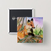 Baby Fox Vierkante Button 5,1 Cm (Voorkant /achterkant)