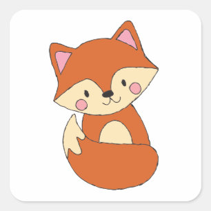 Baby Fox-vormgeving met fox-kunstvos Vierkante Sticker
