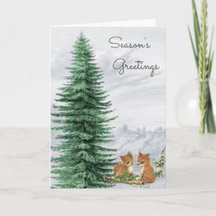 Baby Foxes Kerstboom Bossen Kaart