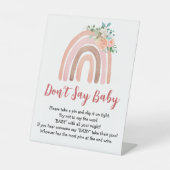 Baby Game Boho Baby shower Zeg geen Baby Reclamebord Met Voetstuk (Voorkant)