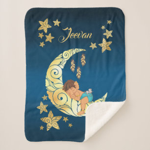 Baby Ganesha with moon and stars Sherpa Deken