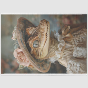  Baby Gator in Lace Dress Decoupage Tissuepapier