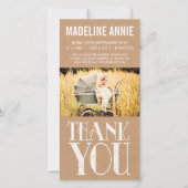 Baby Geboorte Bedankt Fotokaarten Rustic Burlap (Voorkant)