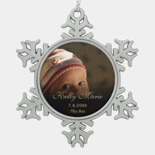 Baby Geboorte foto aandenken Tin Sneeuwvlok Ornament