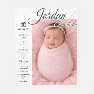 Baby Geboorte Foto Fleece Deken