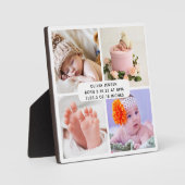 Baby Geboorte Statistieken Vier Foto Collage  Fotoplaat (Voorkant)