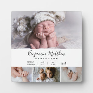 Baby Geboorte Statistieken Vier Foto Collage Plaqu Fotoplaat