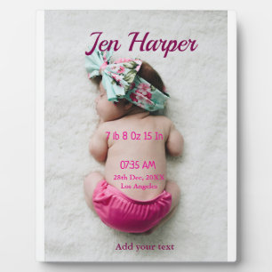 Baby geboorte statistieken voeg naam plaats datum  fotoplaat