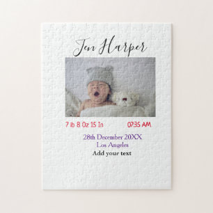 Baby geboorte statistieken voeg naam plaats datum legpuzzel