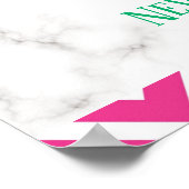 Baby geboorte Stats Sign Elephant Marble Pink & Gr Poster (Hoek)